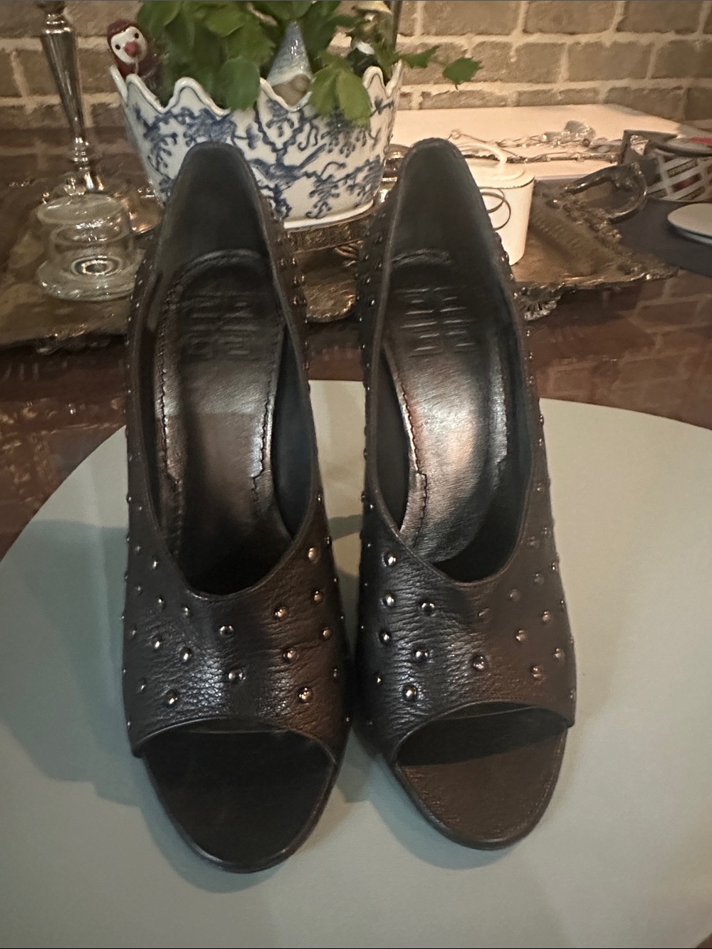 Givenchy Black Stud-Embellished Peep-Toe Heels